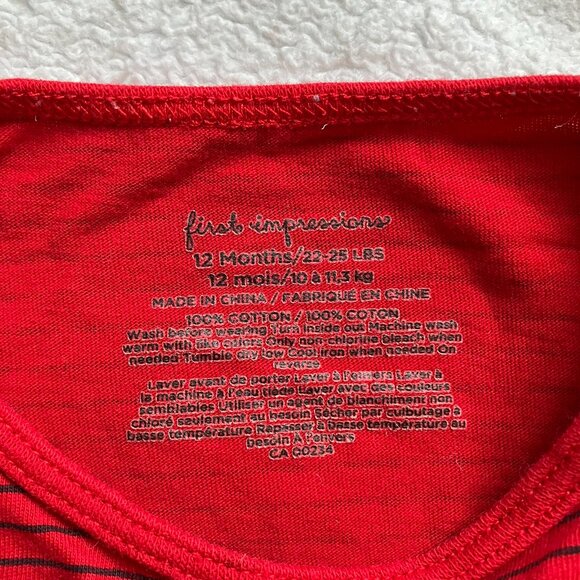 First Impressions Baby Dress 12M | EUC Tunic Red Navy Stripes Stars - Picture 3 of 14
